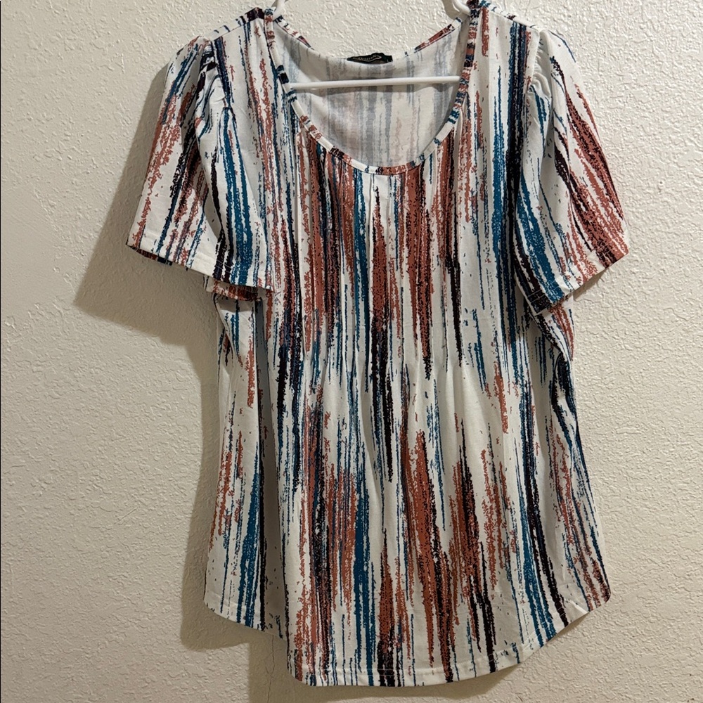 Abstract Stripe Women's Short Sleeve Top